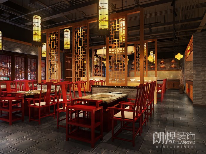 火鍋店鋪用餐大廳效果圖